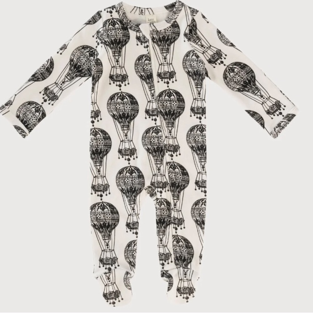 NWT LONG SLEEVE ZIPPER FOOTIE | HOT AIR BALLOON | ORGANIC COTTON |Size 3-6 mth - Picture 4 of 4